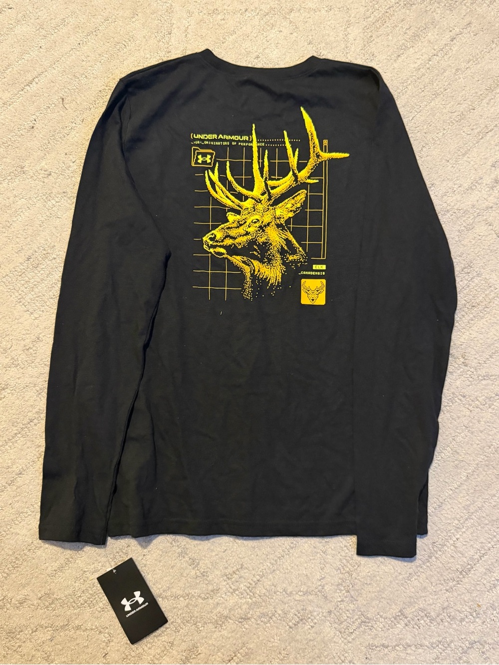 Under Armour Black Youth Long Sleeve Crew Neck Tee